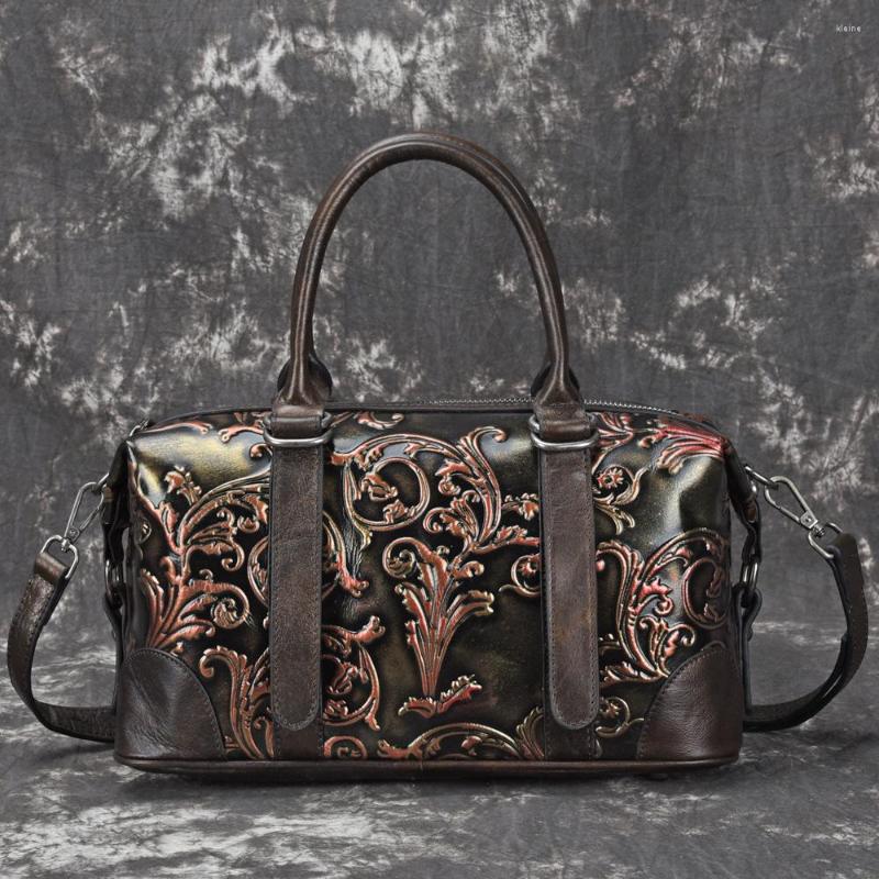 

Evening Bags EUMOAN The Vintage Women's Baotou Layer Cowhide Hand-embossed Rub Color Handbag Ladies Single Shoulder Straddle Bag