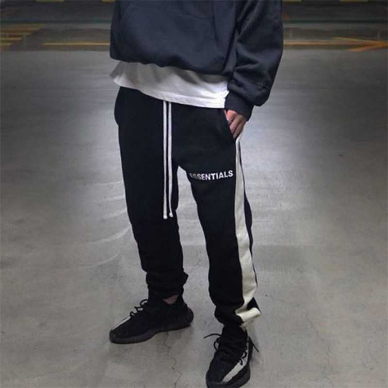 

Casual sports pants Feel of God fog double track essentials high street stitching pants men' casual sports cotton, Black