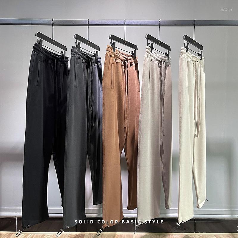 

Men's Pants Twill Cotton Casual Men's Sweatpants Fashion Brand High Street Sports Elastic Straight Leg Jogger Trousers Men, Coffee