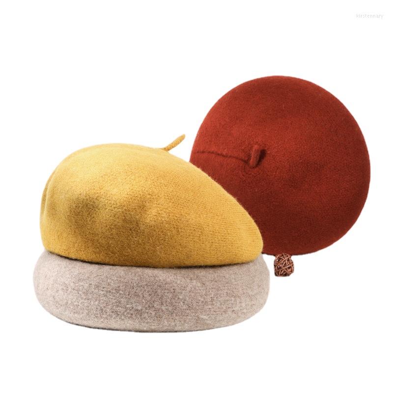 

Berets Wool Autumn Winter Hat Thick Artist Beret Women Painter Girls Female Warm Cap Beanies