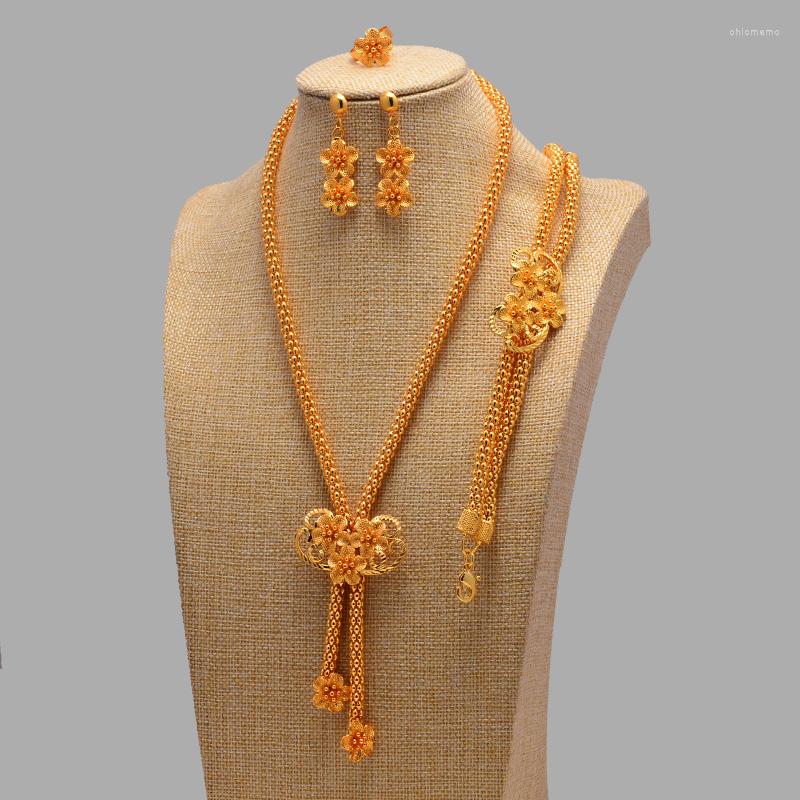 

Necklace Earrings Set Dubai Big Flower Wedding Jewelry Women For African Gift Luxry Accessories, Picture shown