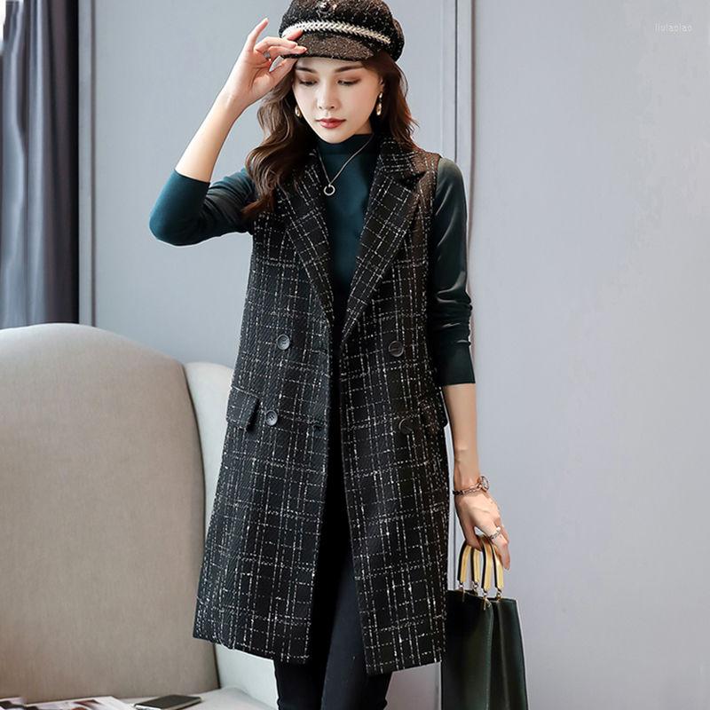 

Women's Vests Women Sleeveless Vest Jacket Short Ladies Office Vintage Double Breasted Waistcoat Coat Female 5XL X49, Hei