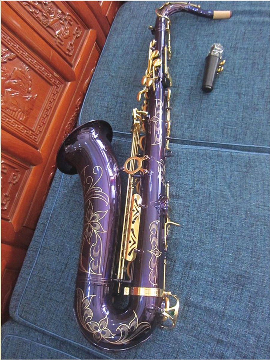 

Tenor saxophone mouthpiece Musical instruments Brass Body Gold Lacquer Key B Flat Sax Bb Tune Sax With Case