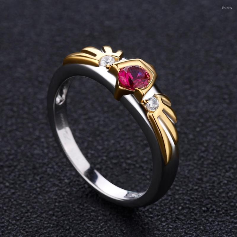 

Cluster Rings Zelda Goron's Ruby Hylian Shield Inspired Sterling 925 Silver Ring