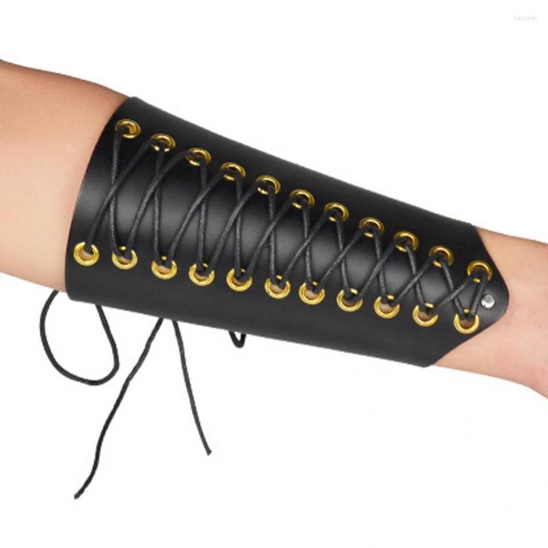 

Knee Pads Archery Arm Protector Faux Leather Lace-Up Bracer Guard Professional Forearm, Black