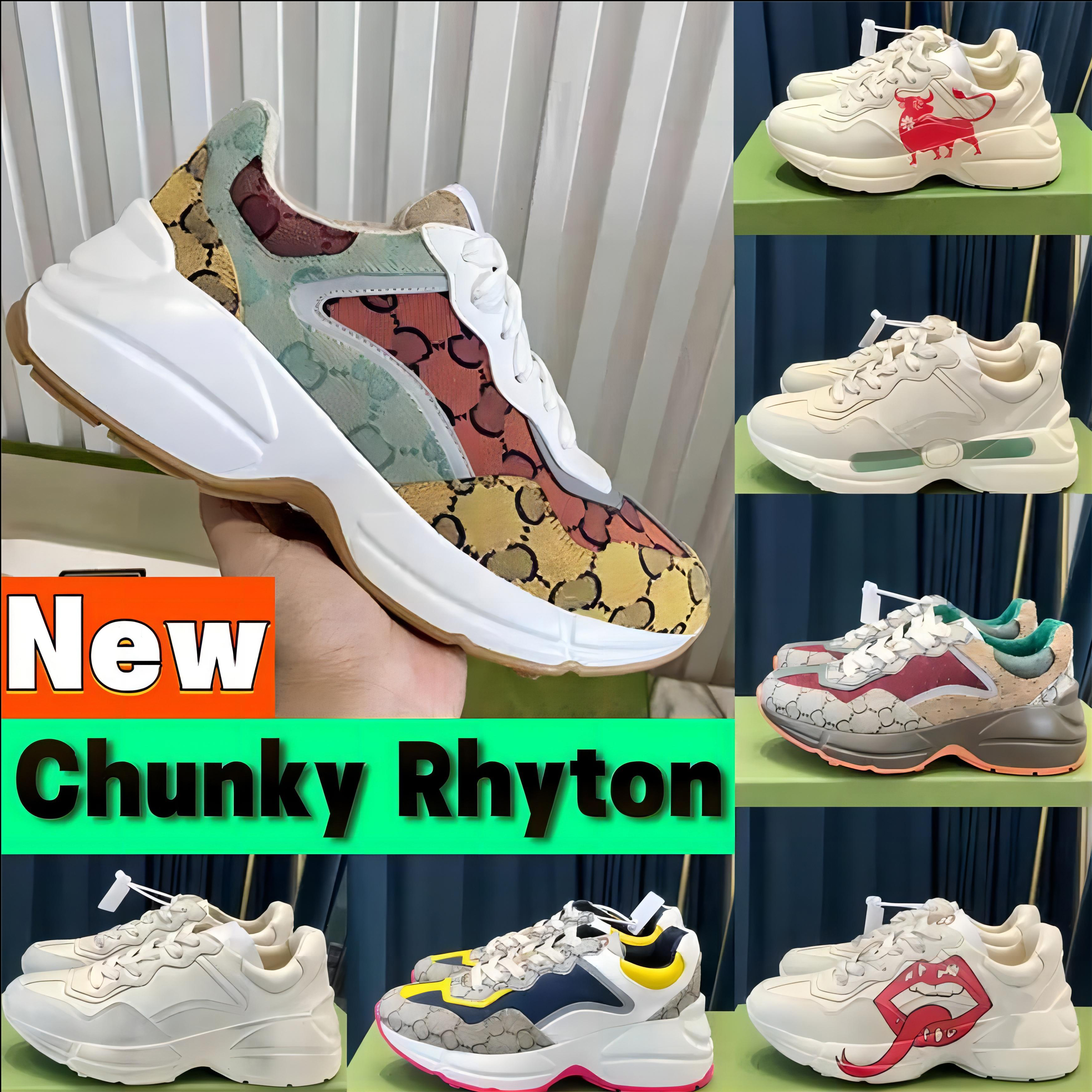 

Casual shoes Rhyton Men women Italy Top Beige Trainers Vintage Luxury Comfortable strawberry rat big mouth tiger mesh dress Ladies Designer Sneakers Size 36-45 w8f2, Box