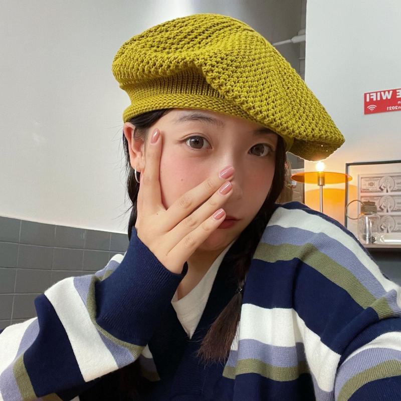 

Berets 2022 Spring And Summer Breathable Thin Solid Color Knitted Beret Cap Women Sweet Lovely Painter Hat Boina Casquette