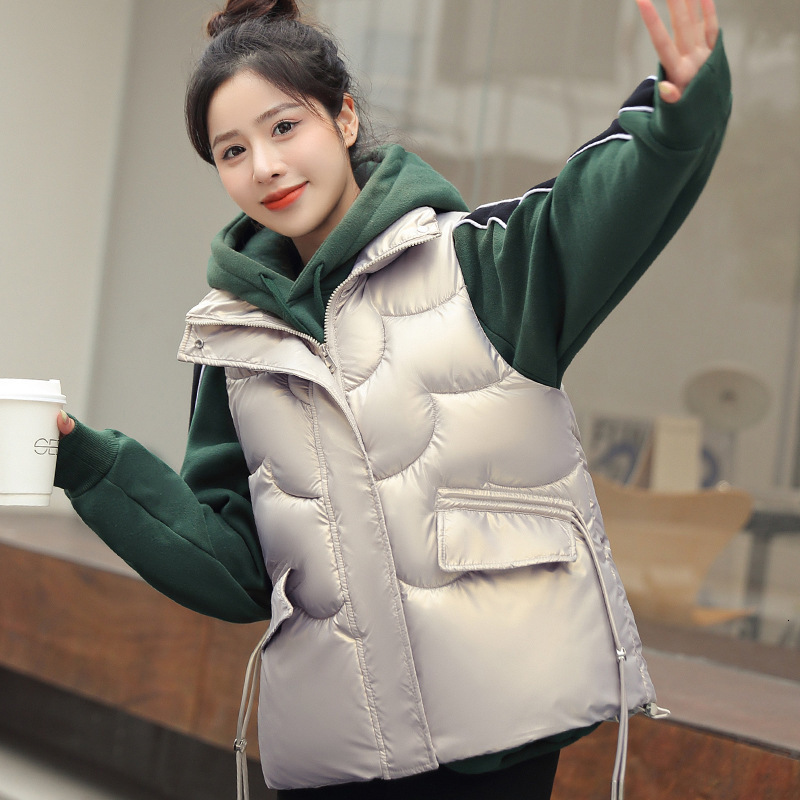 

Women's Vests Winter Vest For Women Solid Short Cotton Padded Stand Collar Women's Winter Sleeveless Waistcoat Jacket 221202, Champagne