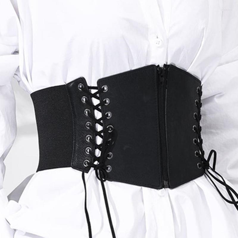 

Belts Vintage Waist Corsets Daily Wearing Underbust Body Shaper Straps Zipper Bustiers Wide Belt Tied Waspie, Black