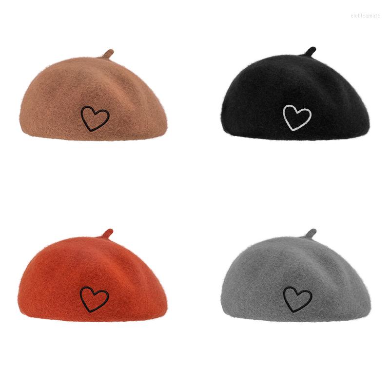 

Berets Simple Women Beret Heart-shaped Elegant Female Hats Vintage Octagonal Casual Autumn Girl Travel Hat, Black