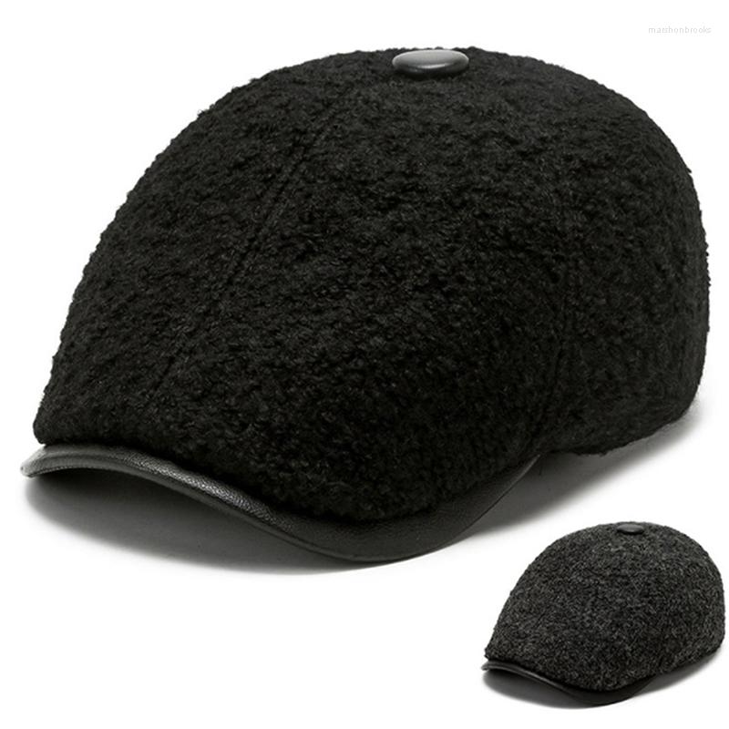 

Berets Octagonal Thermal Fleece Hat Men Women Beret Outdoor Painter Autumn Winter Warm Hats, Black
