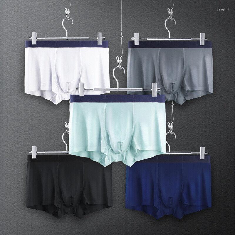 

Underpants Mens Ice Silk Underwear Traceless Sexy Boxer Briefs Low Waist Panties Elastic Calsoncillos Para Bikini Hombre Men's, Black