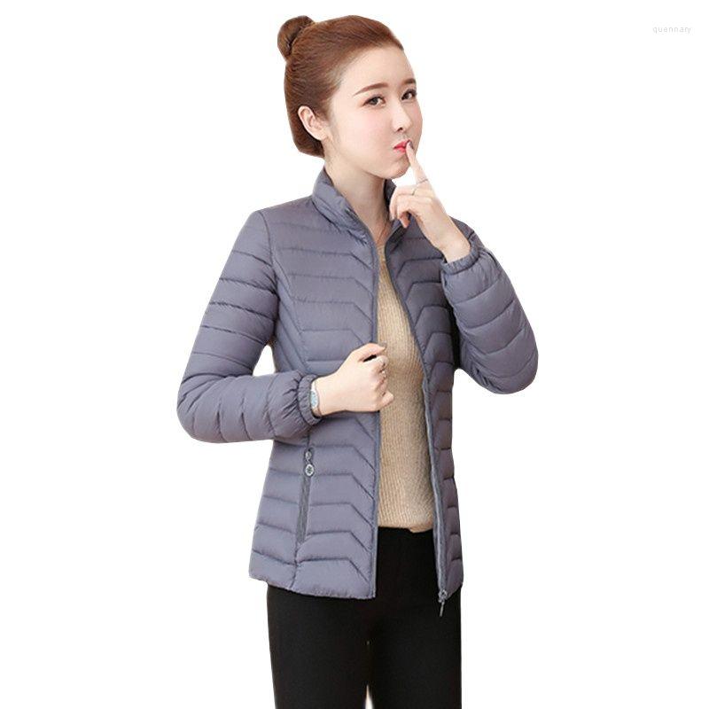 

Women's Trench Coats UHYTGF Winter Women Parka Coat Casual Thin Padded Short Jacket Loose Size Down Mujer Chaqueta 855, Black