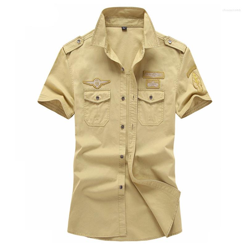 

Men's Casual Shirts MORUANCLE Mens Cargo Short Sleeve Military Style Tactical Flight Bomber Tops With Patches Plus Size -6XL, Blue