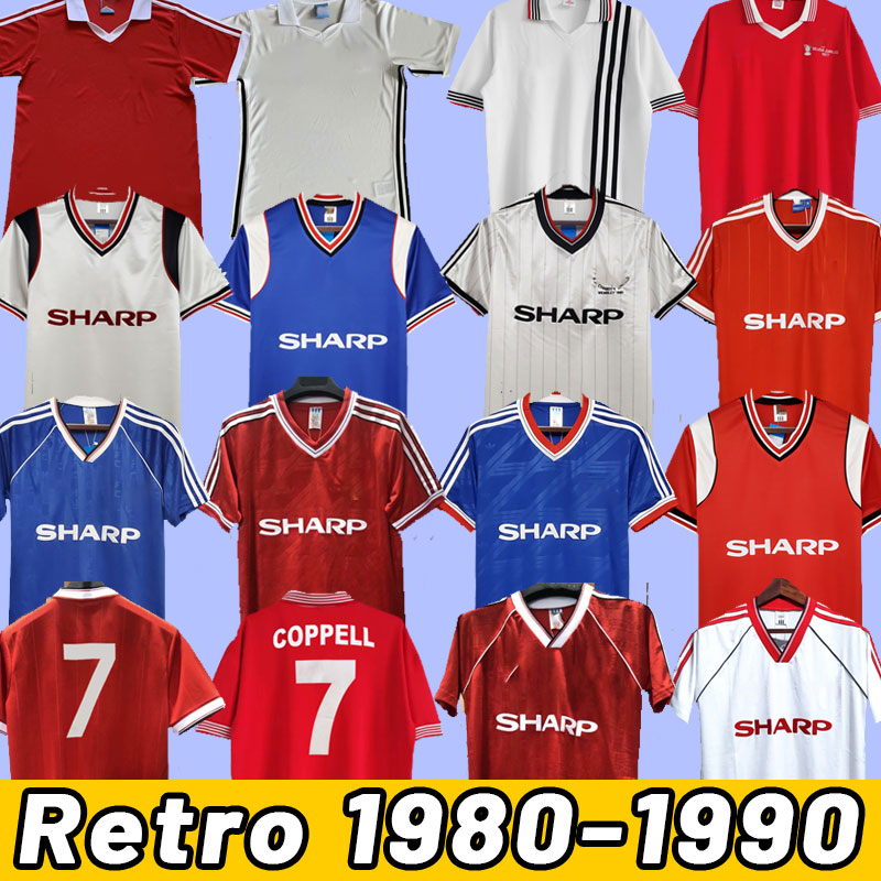 

ManCHEsters Retro UTD Soccer Jerseys 1975 1980 82 83 84 85 86 87 1986 88 1990 home away third blue white red vintage Cantona 88 89 90 1982 1984 Beckham, 88-90