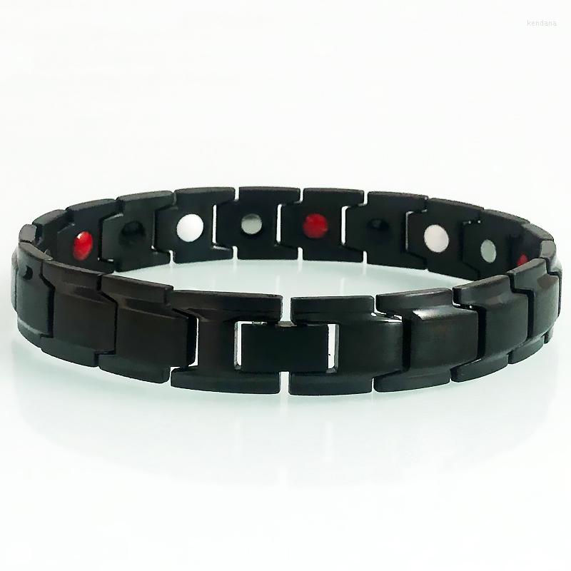 

Link Bracelets Black Stainless Steel Men's Germanium Energetic Energy Health Care Wristband Homme Armband Male His Birthday Jewelry