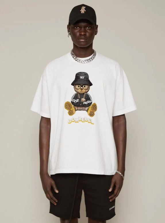 

Men T Shirts and Women Short Sleeved Shirts Cartoon Casual Cotton Round Neck, White