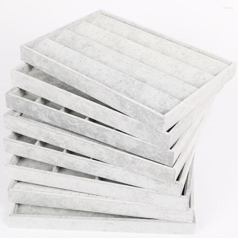 

Jewelry Pouches SZanbana Velvet Tray 40 Pairs Earrings Organizer Storage Trays Showcase Display Holder Studs Case Storage-Gray