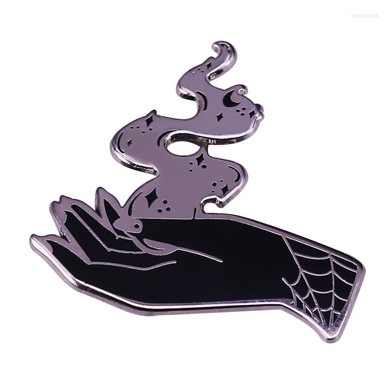 

Brooches Witch Hand Pin Flames Stars Brooch Dark Gothic Wicca Jewelry