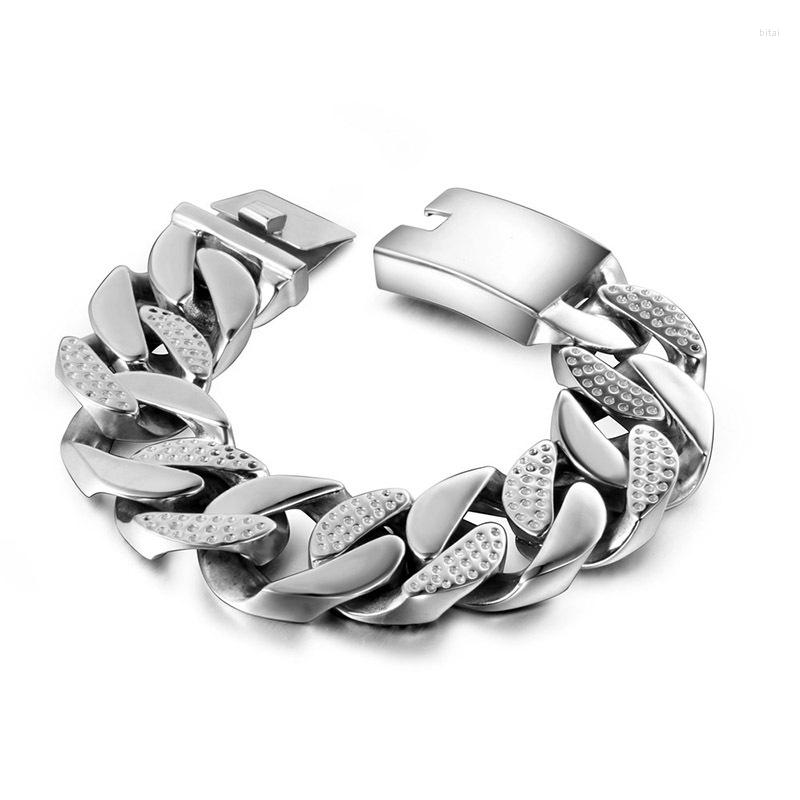 

Link Bracelets Titanium Steel Casting Spotted Glossy Bracelet Men's Heavy Chunky Chain Fashion Jewelry Gifts Boyfriend 24.5cm