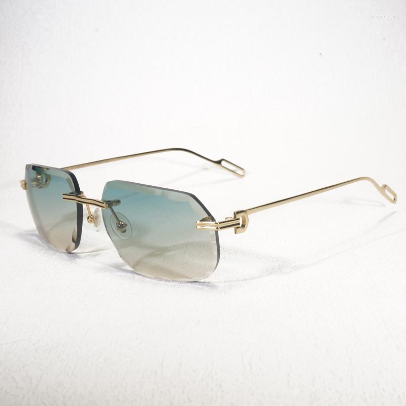 

Sunglasses Vintage Pochromic Men Oculos Diamond Cutting Rimless Shade Metal Frame Clear Glasses For Reading Gafas With Case