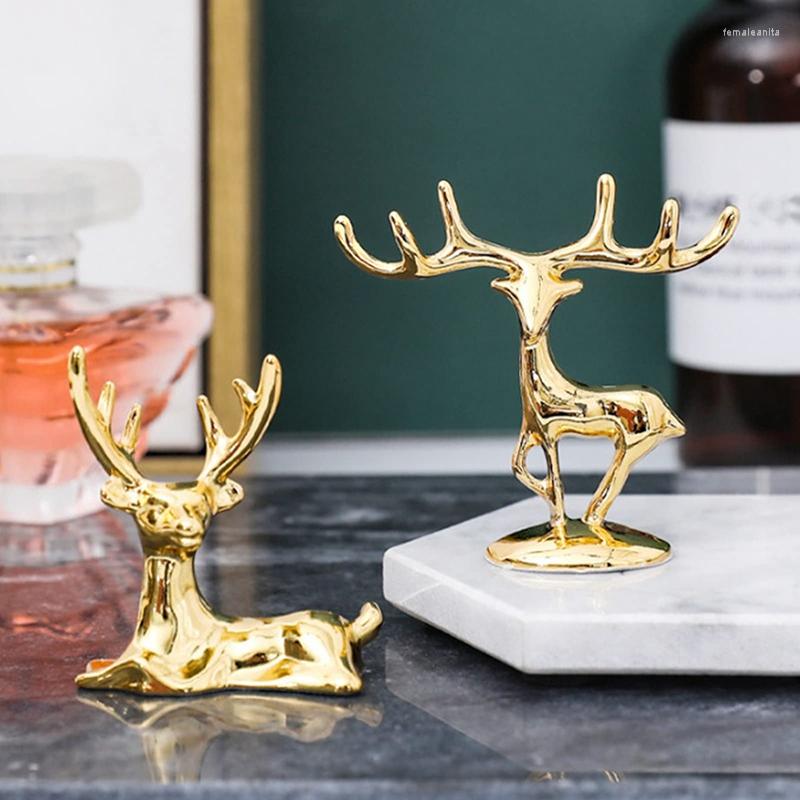 

Jewelry Pouches 2 PCS Couple Deer Figures Decorative Mini Alloy Loved Statues Ornaments Sculptures For Lovers