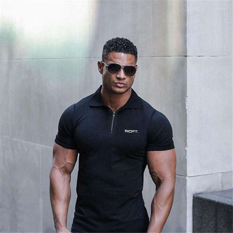 

Men's Polos Running Shirt Sports Compression T Men Gym Short Sleeve Slim Fit T-Shirt Polo Tops Male Workout Fitness Training Clothing, Red plain