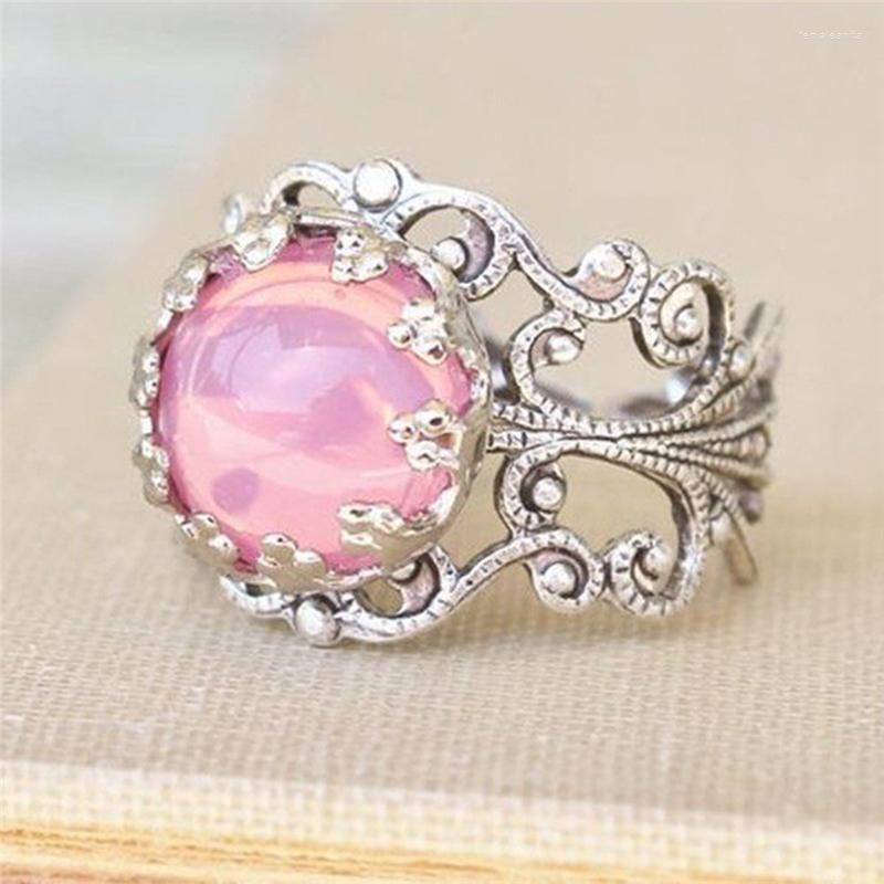 

Wedding Rings Women Classic Pink Crystal Ring For Bridal Christmas Gift Jewelry Engagement