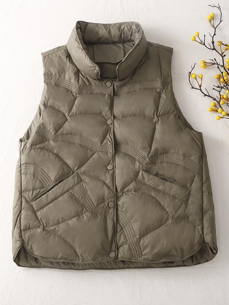 

Women's Vests Autumn Winter Fashion Padded Vest Women's Stand Collar Sleeveless Warm Jacket Casual Cardigan Solid Color Diagonal Pocket 221202, Apricot