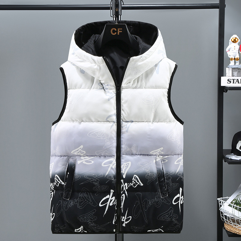 

Men's Vests 3689 Printed Vest Coat Men Thick Warm Hooded Vest Waistcoat Sleeveless Jacket Zipper Slim Chinese Style Down Vest Outerwear 221202, Black