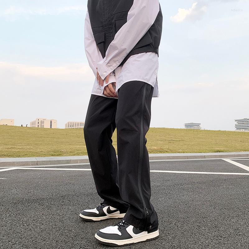 

Men's Pants Autumn Solid 2022 Men's Cargo High Street Casual Straight Mid Waist Chic Long Trousers Loose Male R70, Black