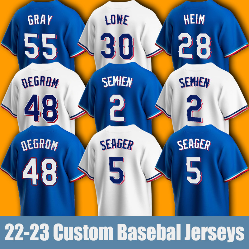 

48 Jacob deGrom baseball Jersey Texa Corey Seager Marcus Semien Jon Gray Martin Perez jerseys Ranger Jonah Heim Nathaniel Lowe Brad Miller Leody Taveras Mitch Garver, Man custom jersey (yqb)