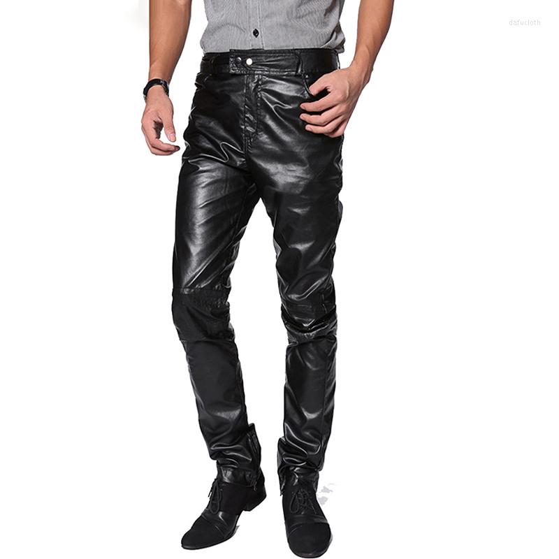

Men' Pants 2022 Autumn Men' Slim Fit Leather Pu Fashion Trendy Luxury Chic Casual Techwear Clothing Faux Fur Trousers, Black