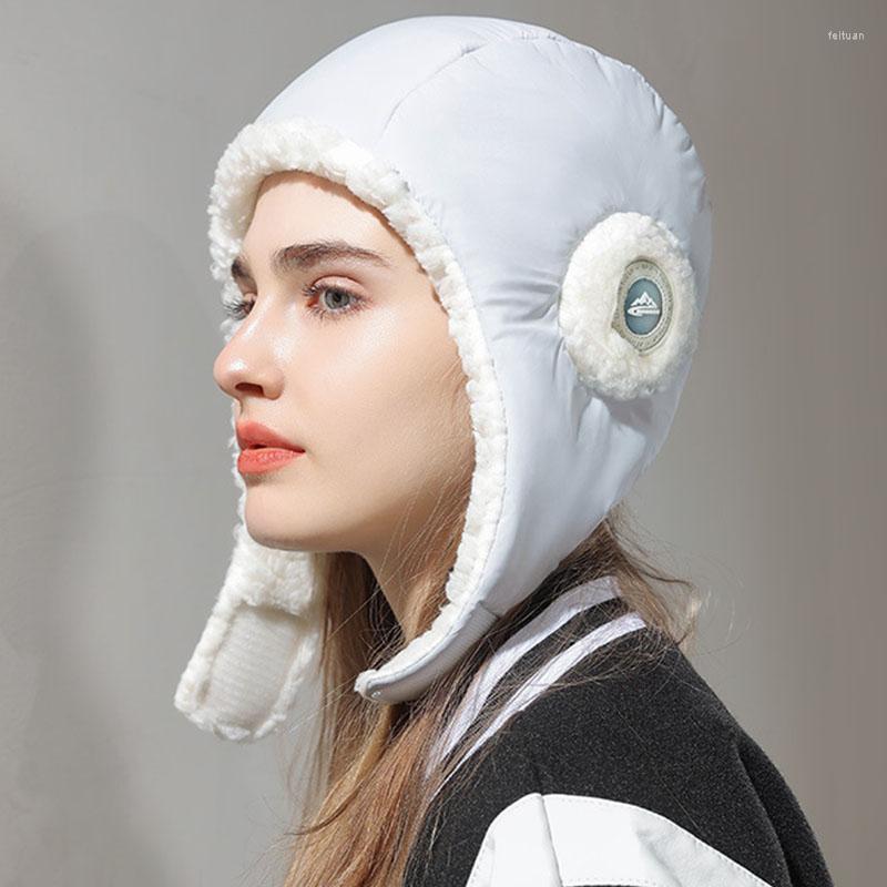 

Berets 2022 Winter Fleece Lined Bomber Hat Men Women Casual Outdoor Windproof Trooper Earflap Riding Earmuffs Plush Warmer Cap