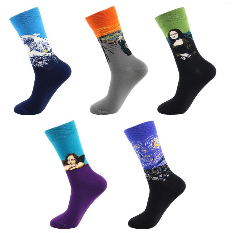 

Men's Socks UGUPGRADE Combed Cotton Harajuku Colorful Happy Funny Bear Bird Fish Long Warm Dress Male Wedding Christmas Gift, Mm0356-2p-i