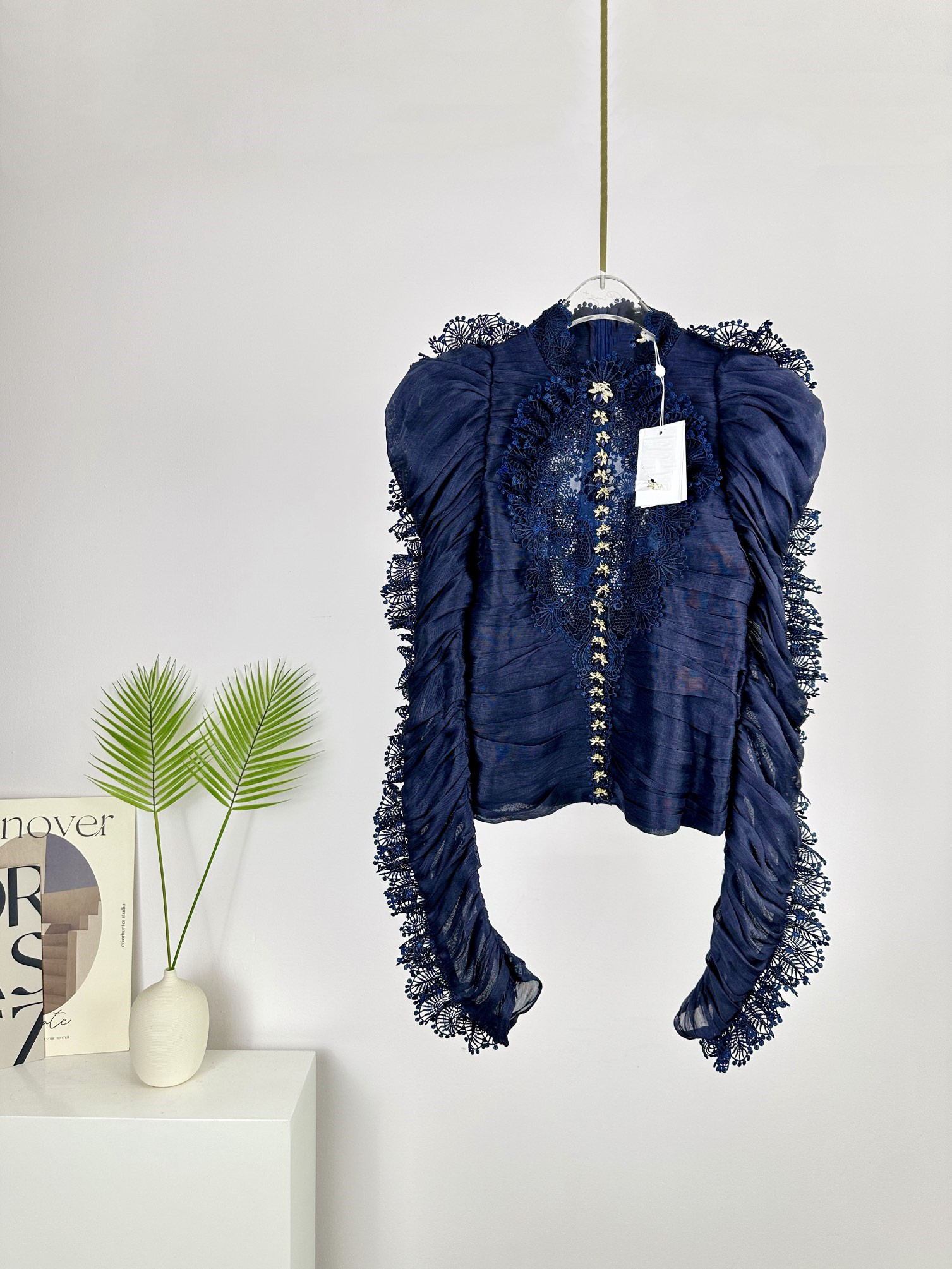 

Women's Blouses & Shirts 2022 Australian Designer Designed Lace Women's Heavy Industry Splice Shirt 01, Blue