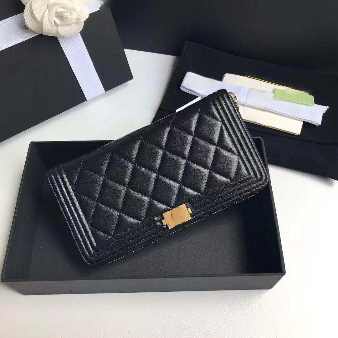 

Designer Wallet Card Holder Zippy Wallets Handbag Classic Quilted Fashion Genuine Leather Long Wallets Sheepskin and cowhide Purses Coin Purse Luxury Handbags, Empty box only