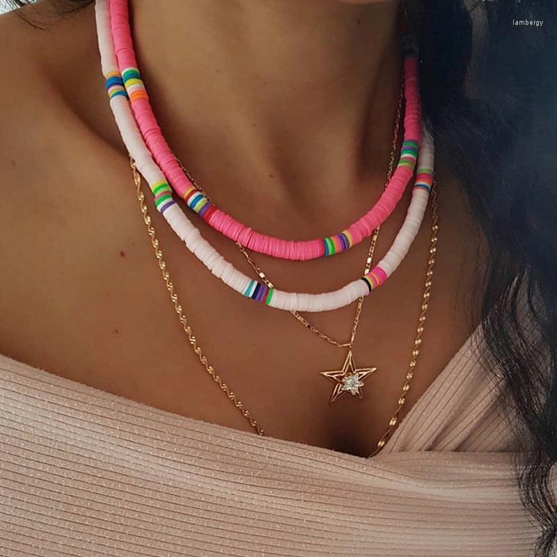 

Choker Bohemian Handmade Soft Polymer Clay Beaded Necklace For Women Colorful Surfer Beads Necklaces Femme Party Jewelry Gifts