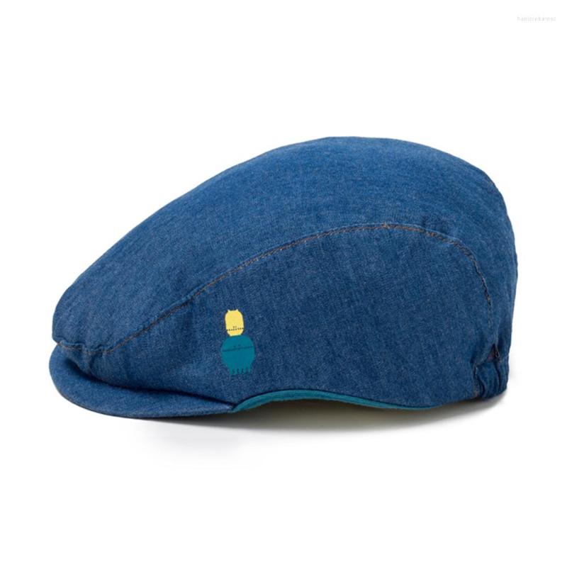 

Berets Boys Girls Beanie Hat Cartoon Thin Beret Cute Causal Holiday Party Infant Hats Foldable Solid Color Gentleman Cap, Blue