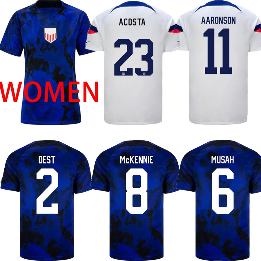 

22 23 USA soccer jerseys America football shirt MCKENNIE PULISIC 2022 world cup United States AARONSON MUSAH LLETGET maillot women US Jersey kit, White