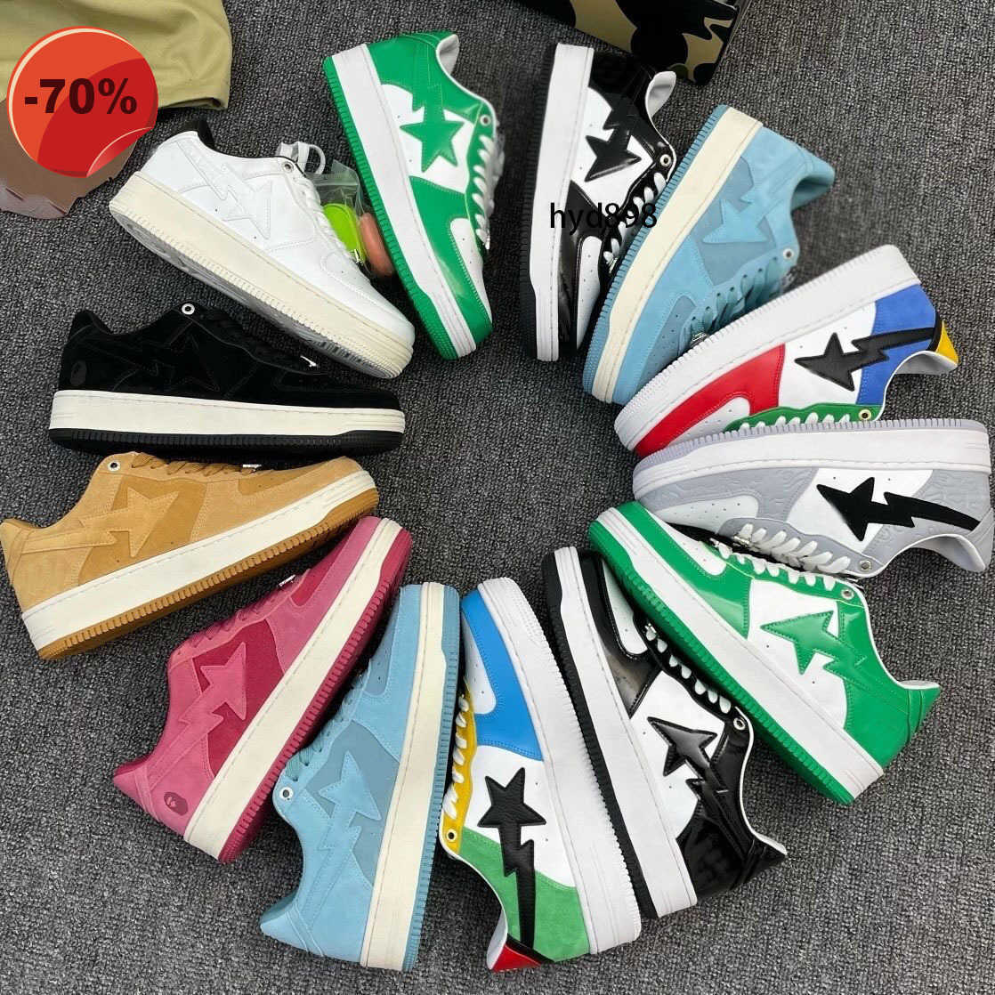 

LOW shoesClassic Camouflage shoes Bapestas Baped men's and women's casual shoes fashion SK8 black white green red orange five-star soft leather, Dark grey