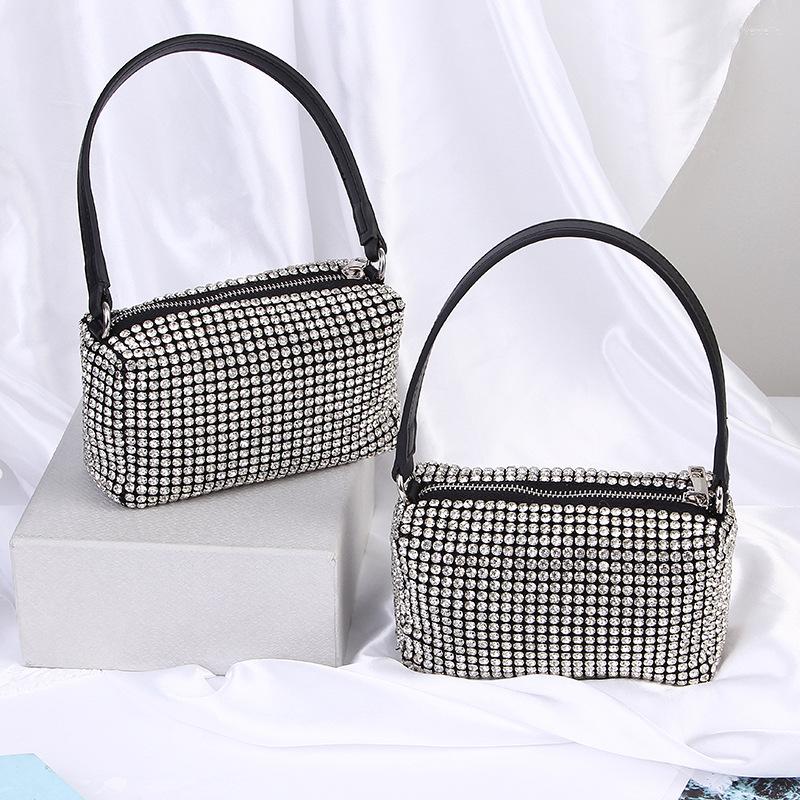 

Evening Bags Fashion Designer Crystal Hand Bag Ladies Small Diamond Bling With Leather Handle Pillow Shoulder, Original