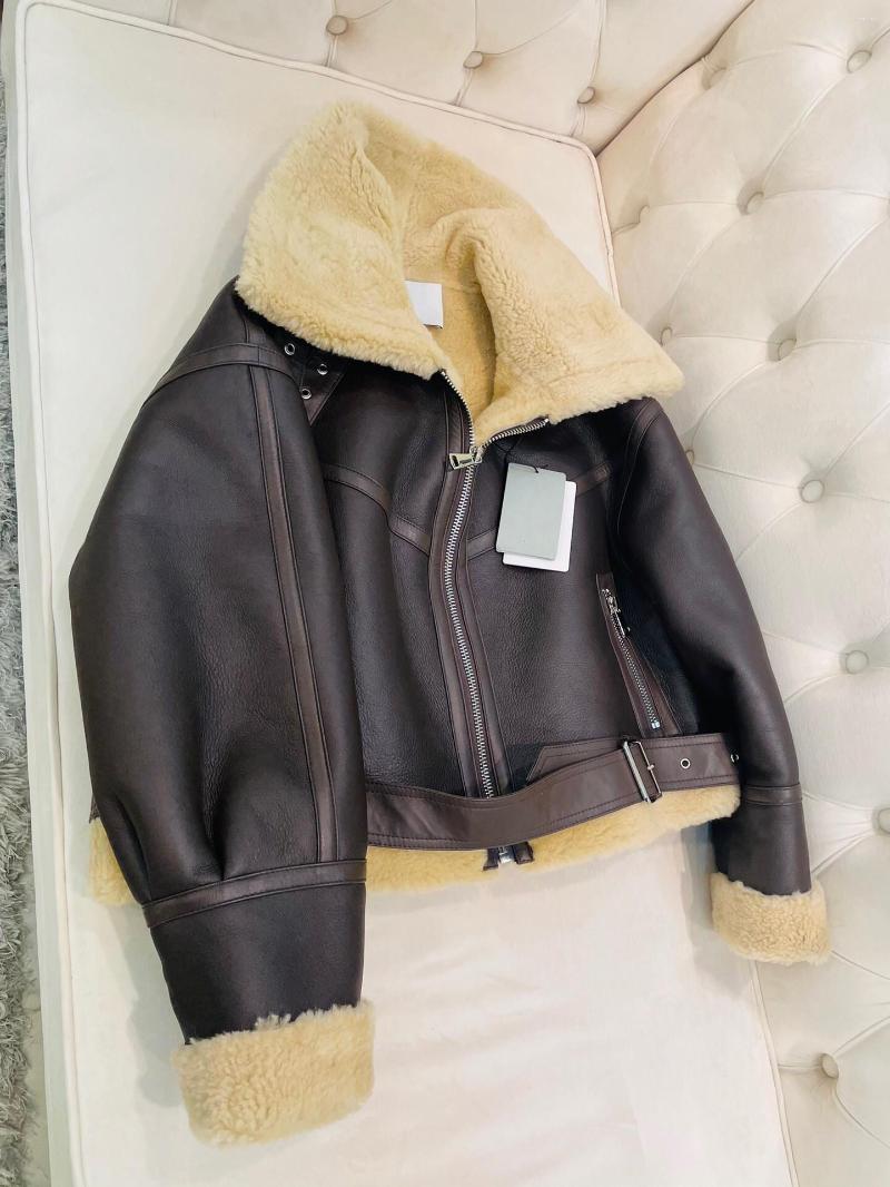 

Women's Leather Top Quality Genuine Biker Jacket 2022 Winter Coat For Women Thick Warm Straight Fashion Zipper Fur Coats, Picture shown
