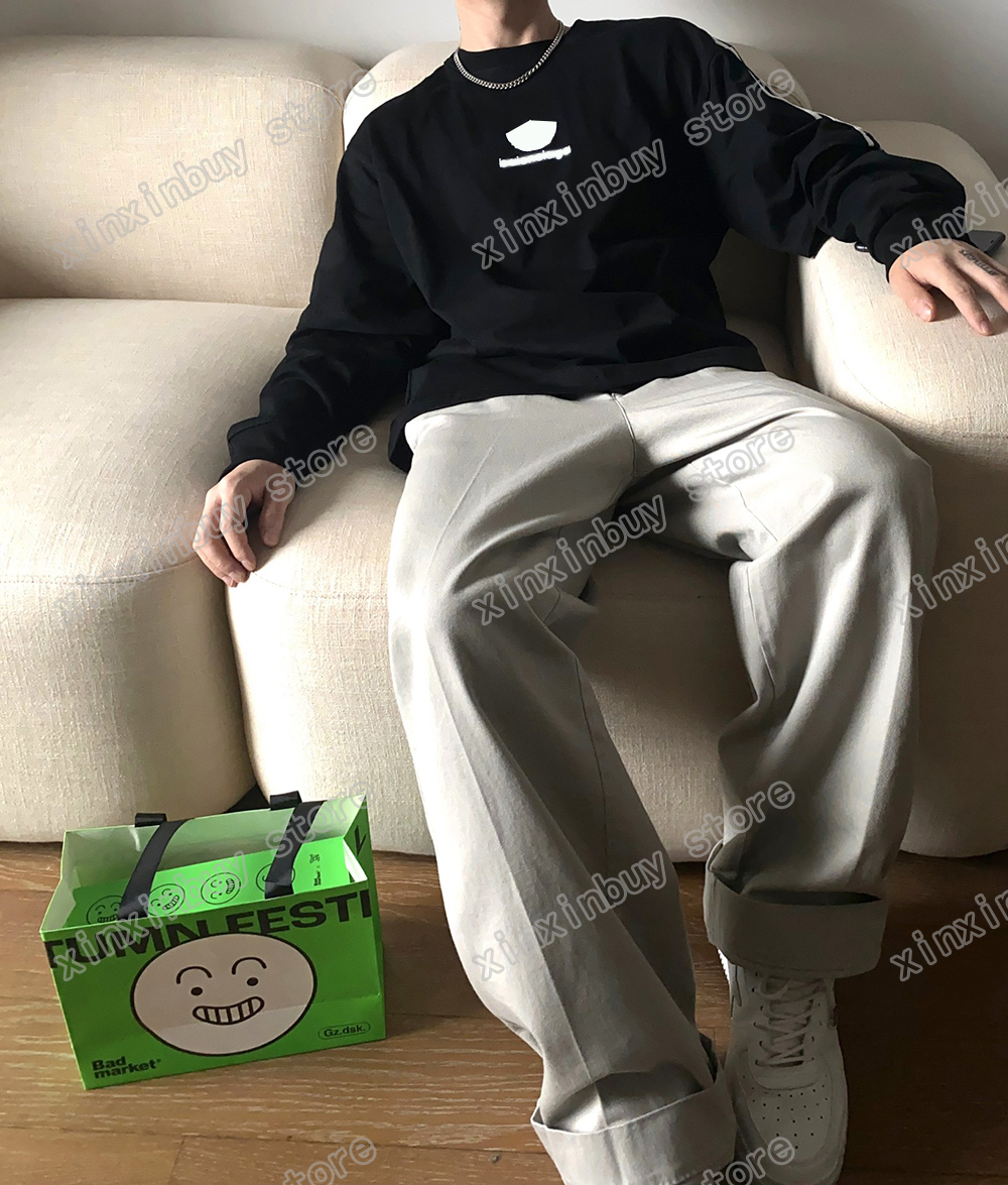 

xinxinbuy Men designer Tee t shirt paris letters print Panelled long sleeve cotton women green white black grey S-XL, 01