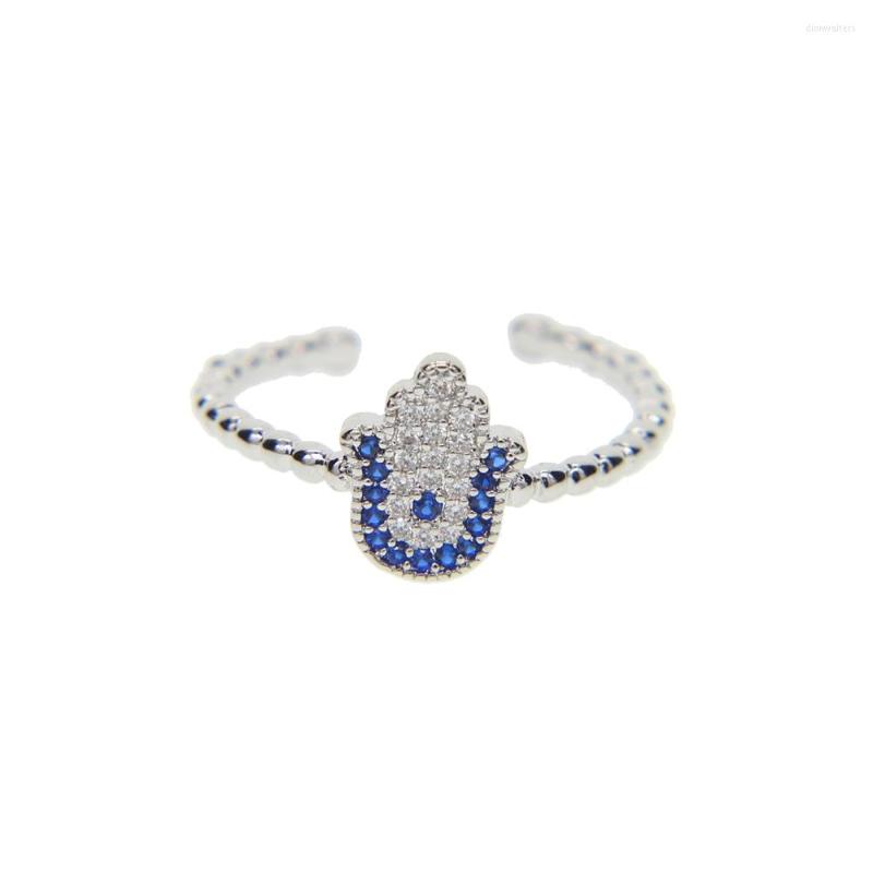 

Wedding Rings Classic Fatimas Hand Hamsa Open Adjust Ball Band Fashion Elegant Women Girl Gift Pave CUBIC ZIRCONIA Thin RING