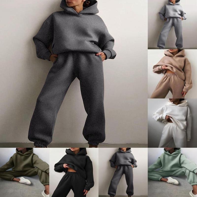 

Women's Two Piece Pants Winter Sets Women Tracksuit Oversized Suit 2022 Autumn Trouser Suits Female Sweatshirt Solid Sports Hoodie Sportswea, Gold