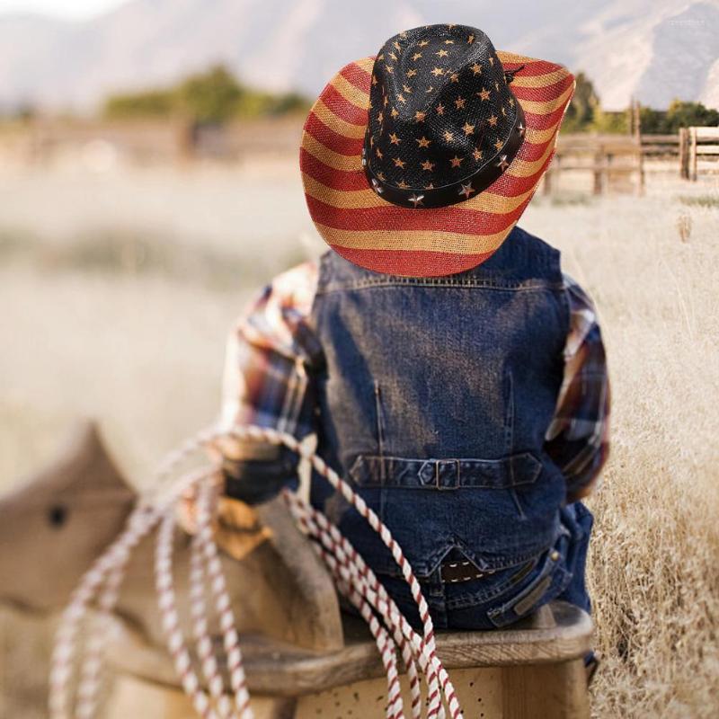 

Berets American Flag Sun Hat Celebrate Independence Day Decorative Adult Striped Western Star Jazz Cowboy Paint Unisex D4X7