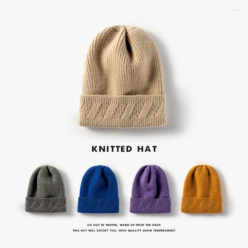 

Beanies Autumn Winter Jacquard Beanie Hat Outdoor Shopping All-match Fashionable Knitted Flanging Woolen For Men And Women Gorra