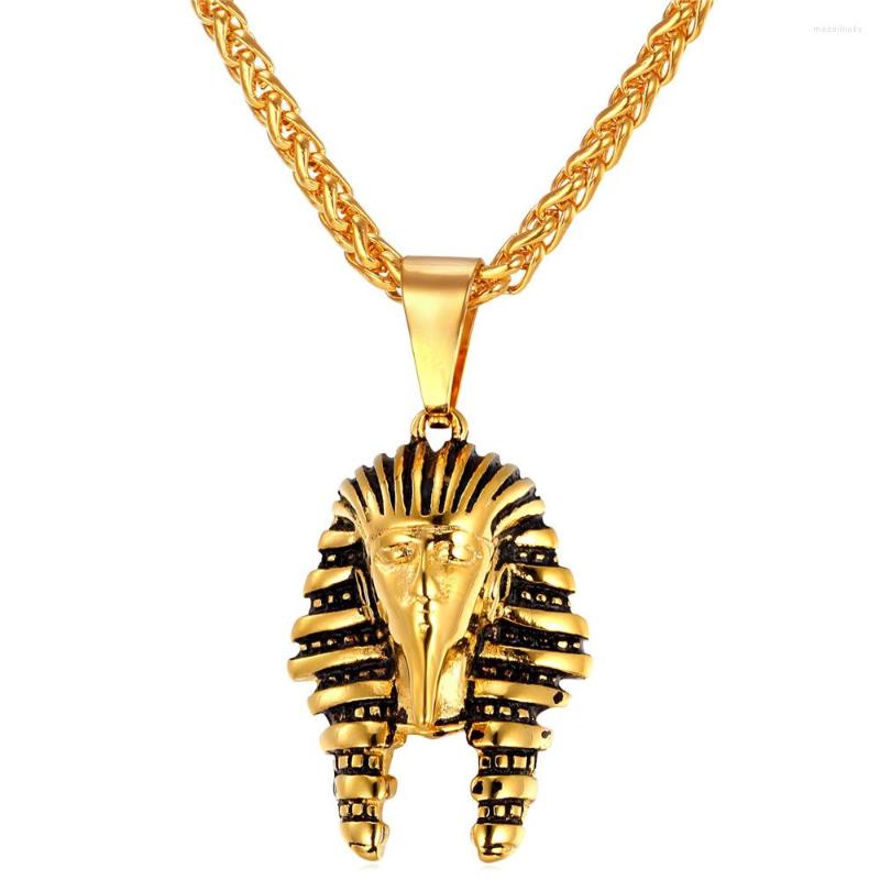 

Chains Collare Egypt Pharaoh Pendant Stainless Steel Gold Color Men Jewelry Necklace Women P177