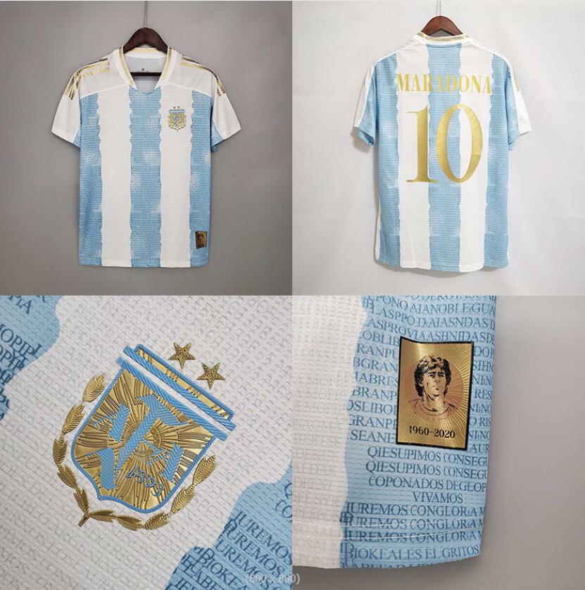 

Men's t-shirt short sleeve Argentina commemorative football shirt top Maradona Argentina jersey Polo, Blue